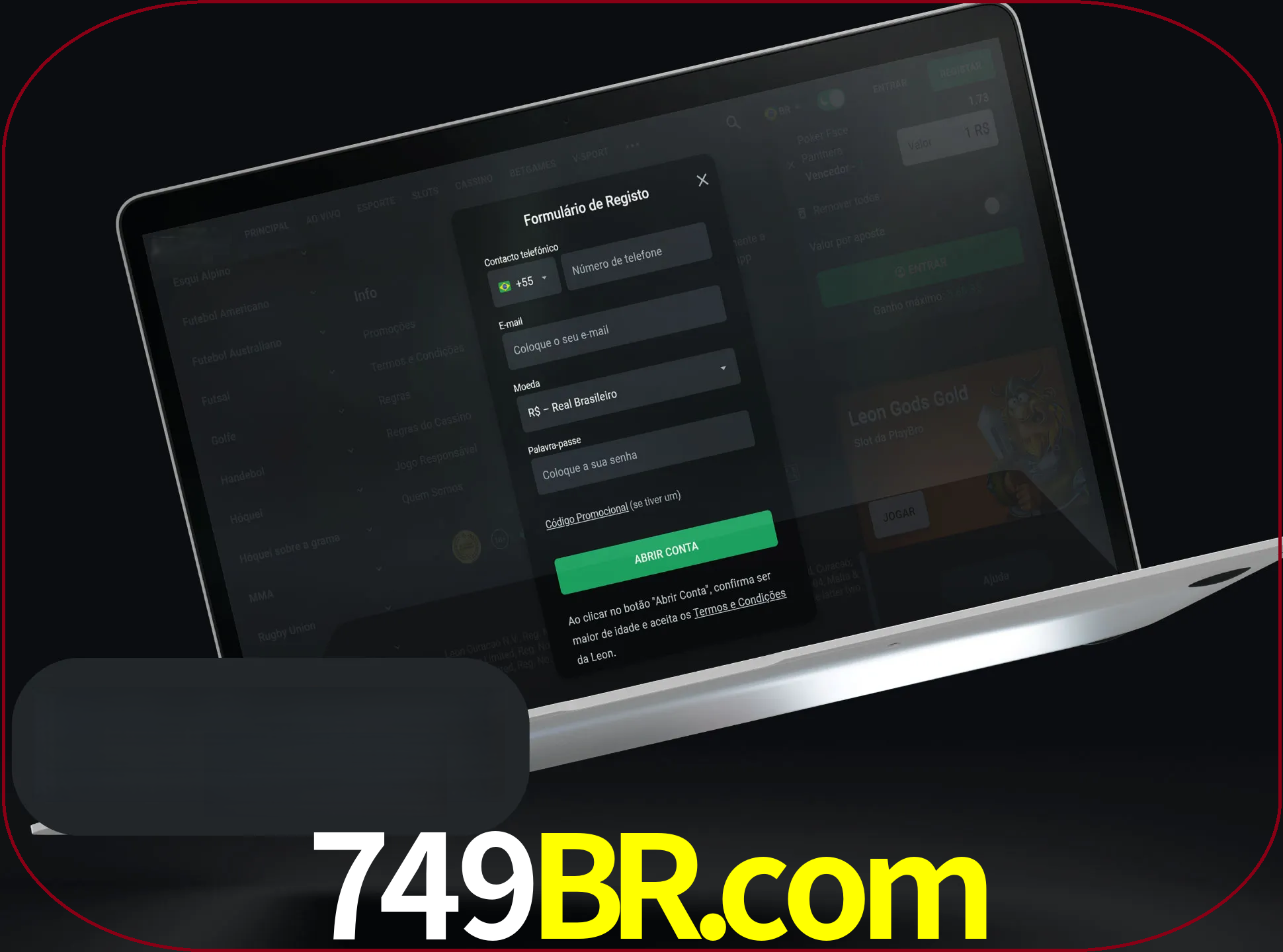 Abra o site da LeonBet e crie sua própria conta.