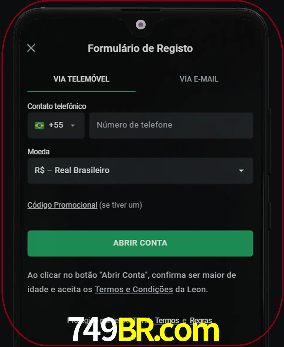 Abra o aplicativo e inicie o processo de registro.